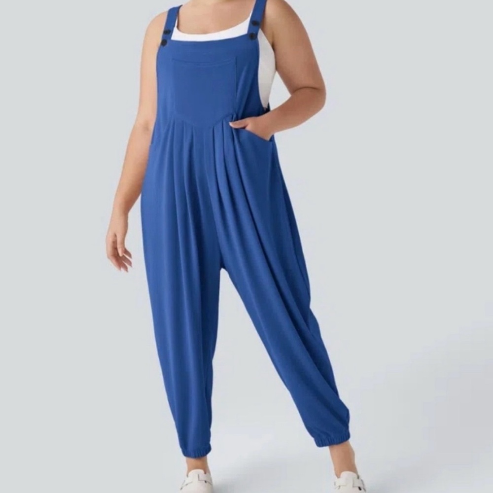 Halara Blue Relaxed Overalls